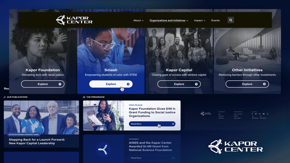 Kapor Center - Various interface components